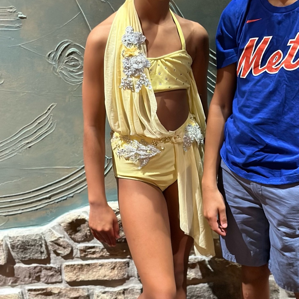 Yellow Dance Costume with Silver Accents